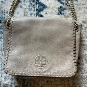 Tory Burch grey large flap purse